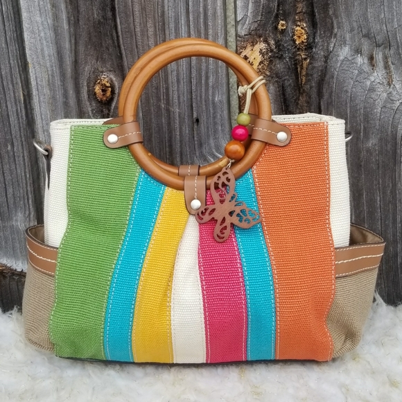 Relic Handbags - Purse Relic Shoulder Bag Rainbow Butterfly Top Handle EUC